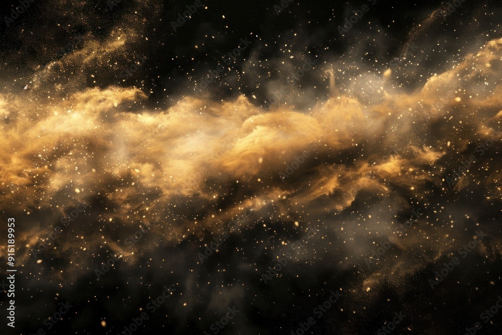 Fototapeta premium Cosmic golden dust cloud background