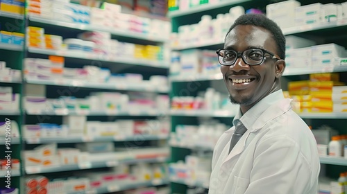 Pharmacist consulting with a patient at the counter, discussing medication