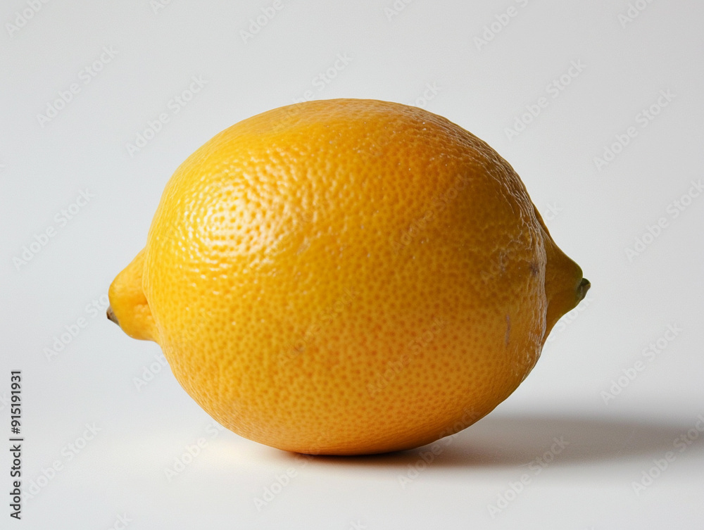 Fresh lemon on a white background, showcasing its vibrant color and textured skin Fresh lemon on a white background, showcasing its vibrant color and textured skin