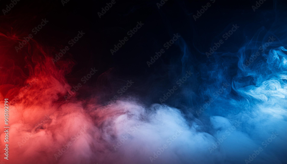 Abstract Gradient Smoke in Motion. Vivid Red and Blue Mist Clouds Colliding and Dissipating Against a Black Background. Patriotic Themed Background For Political Topics USA Flag Colors Election Vote Abstract Gradient Smoke in Motion. Vivid Red and Blue Mist Clouds Colliding and Dissipating Against a Black Background. Patriotic Themed Background For Political Topics USA Flag Colors Election Vote