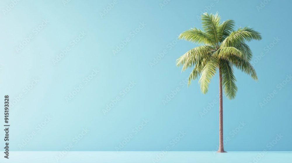 Obraz premium Tranquil Tropical Vibes - Minimalist 3D Palm Tree Render for Summer Promotions