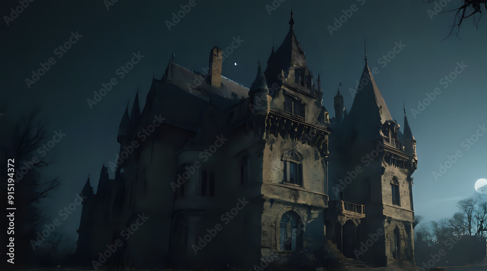 Naklejka premium a large castle with a clock tower on the top of it