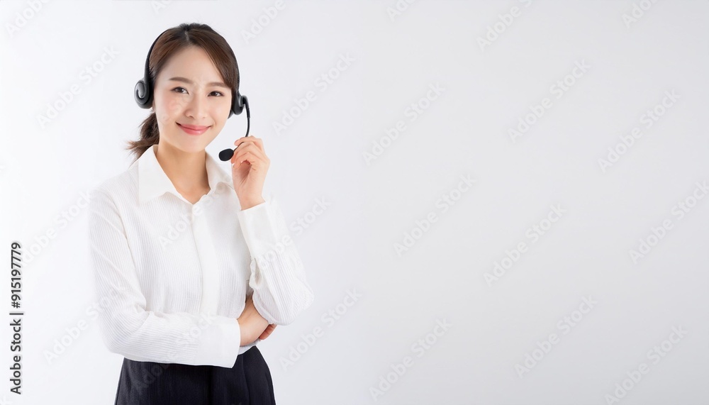 20代のオペレーターのアジア人の女性。(An Asian female operator in her 20s.) 20代のオペレーターのアジア人の女性。(An Asian female operator in her 20s.)