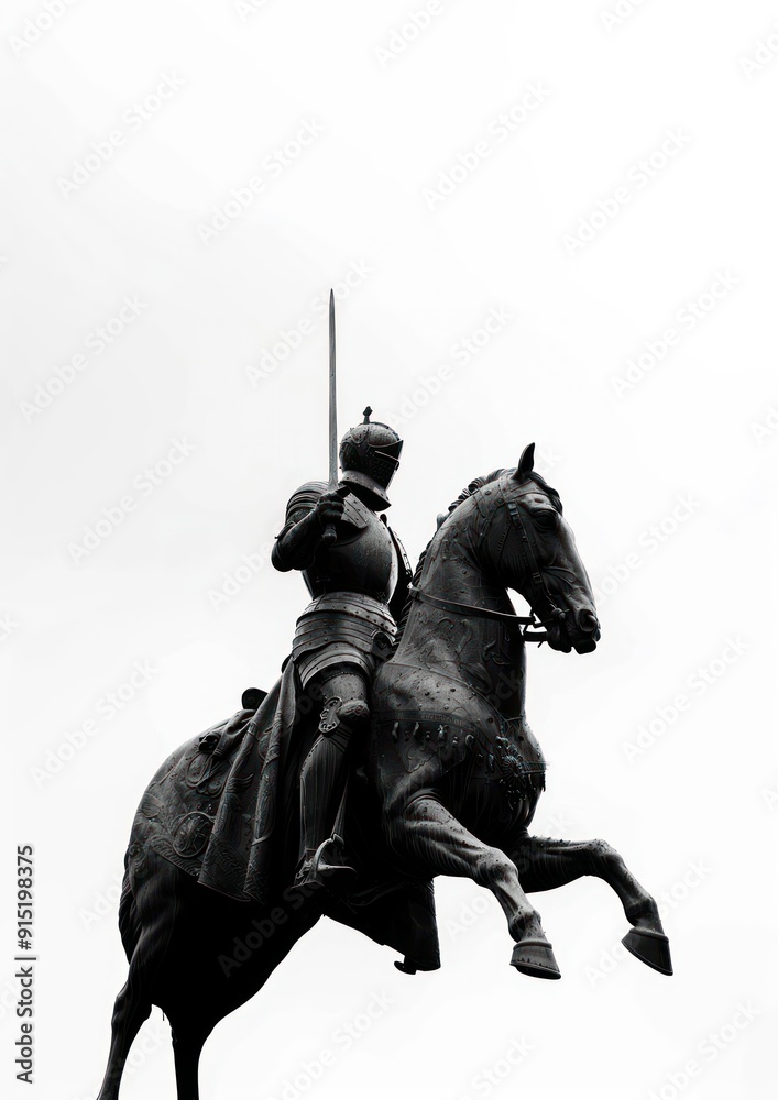 Fototapeta premium Medieval knight statue horse