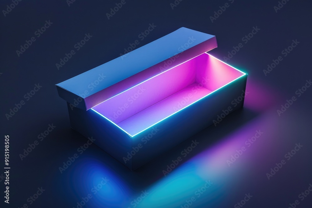 A mysterious box with a glowing lid on a dark surface, great for sci-fi or fantasy scenes A mysterious box with a glowing lid on a dark surface, great for sci-fi or fantasy scenes