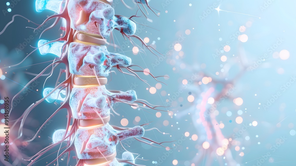 Illuminated Spinal Column: A detailed 3D render of the human spine ...