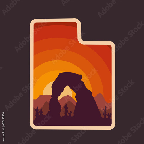 Arches National Park, Utah State, with sunset scenery Perfect for print, apparel, etc