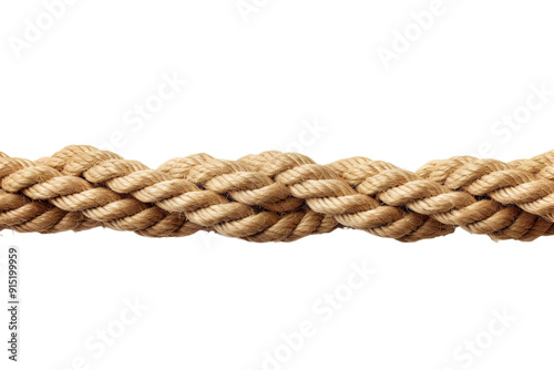 Intricately Woven Natural Fiber Rope Displaying Expert Craftsmanship in a Bright Studio Environment on Transparent PNG Background.