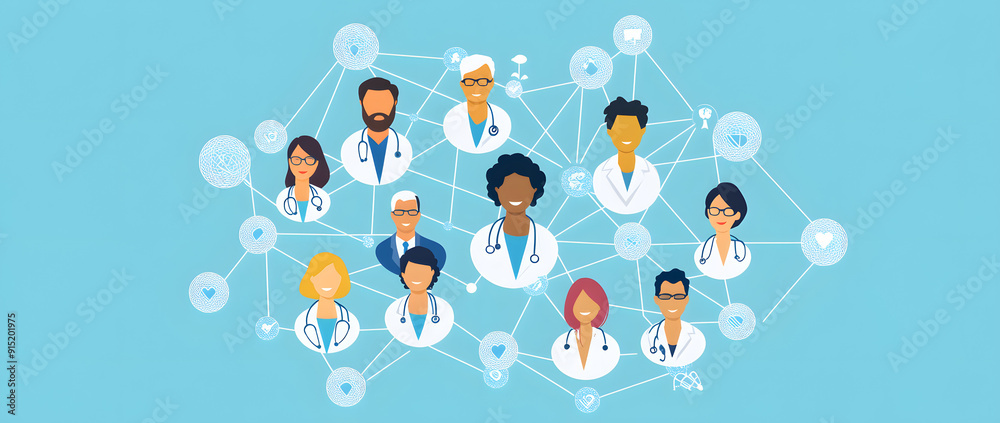 An Illustration of Interconnected Social Media Icons and Network An Illustration of Interconnected Social Media Icons and Network