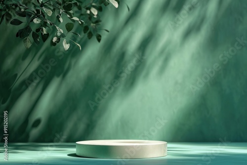 Product podium backdrop green nature tableware.