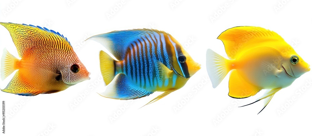 Fototapeta premium Colorful Angelfish Swimming in a White Background