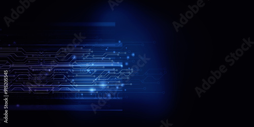 2d illustration Abstract futuristic electronic circuit technology background