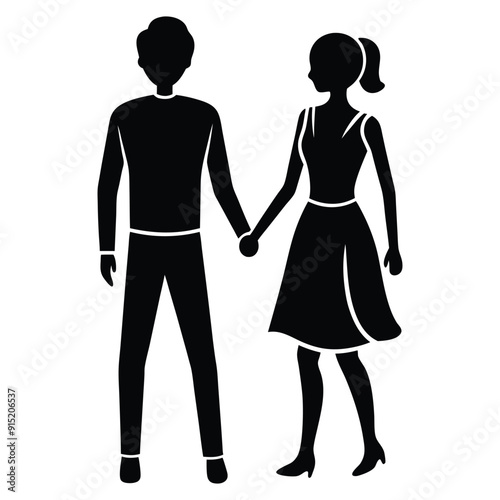 Walking Couple Silhouette Holding Hands
