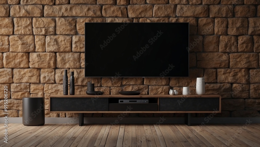 Modern entertainment setup with a wall-mounted TV screen. Modern entertainment setup with a wall-mounted TV screen.