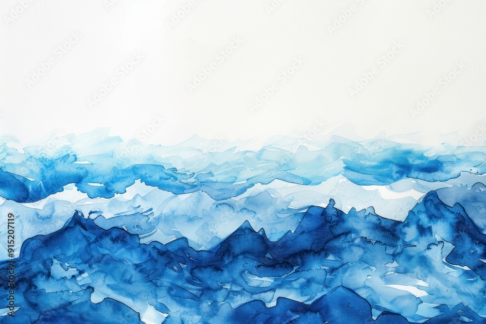 Fototapeta premium Abstract watercolor ocean waves