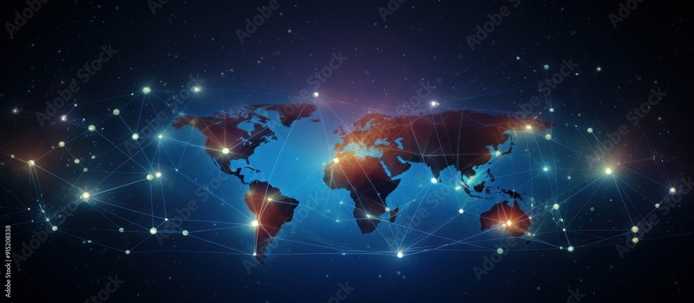 Bridging Borders .The Path to Universal Internet Connectivity with World Map Background . Bridging Borders .The Path to Universal Internet Connectivity with World Map Background .