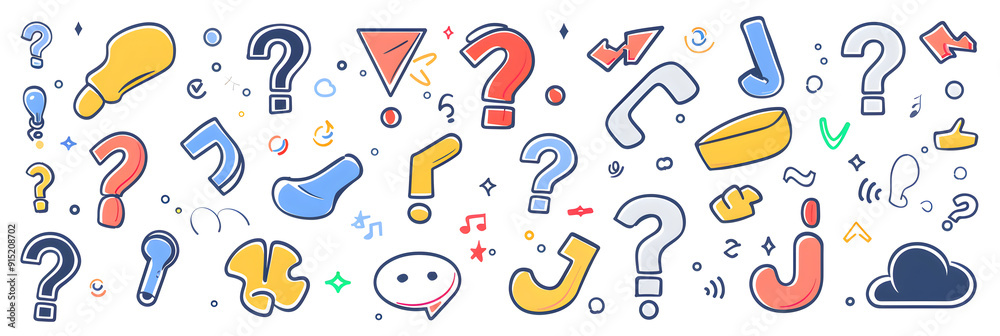 Diverse Selection of Question Mark Icons Reflecting Curiosity and Uncertainty Diverse Selection of Question Mark Icons Reflecting Curiosity and Uncertainty