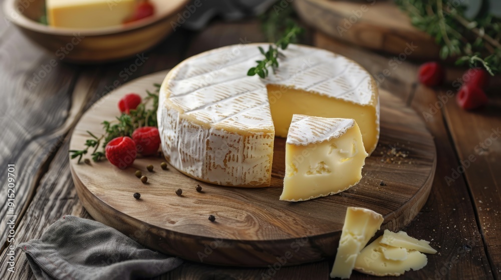 Fresh cheese on a cutting board with a knife Fresh cheese on a cutting board with a knife