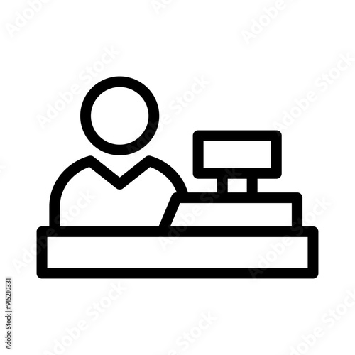 2 cashier line icon illustration vector graphic