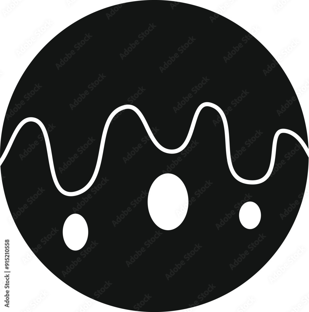 Black donut icon representing a sweet treat, often consumed for breakfast or as a dessert Black donut icon representing a sweet treat, often consumed for breakfast or as a dessert