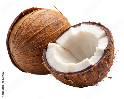 Cracked coconut isolated