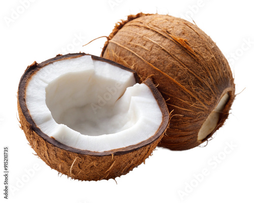 Cracked coconut isolated