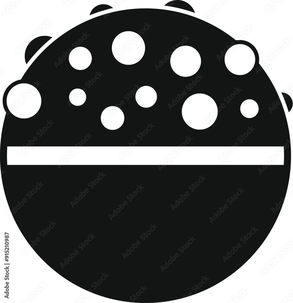 Fototapeta premium Simple black and white icon of a planet with craters for space exploration projects