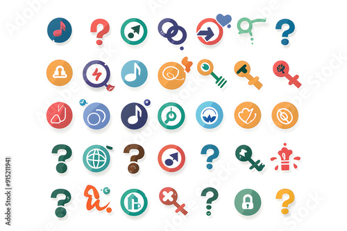 Diverse Selection of Question Mark Icons Reflecting Curiosity and Uncertainty