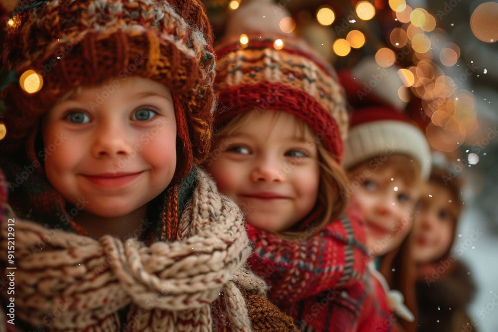 Children in Christmas costumes. Children's Christmas mood. Children in Christmas costumes. Children's Christmas mood.