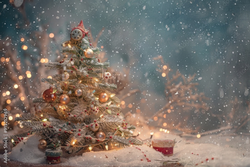 Small Christmas Tree with Snow and Lights - Serene and Festive Holiday Decor in a Winter Wonderland Small Christmas Tree with Snow and Lights - Serene and Festive Holiday Decor in a Winter Wonderland