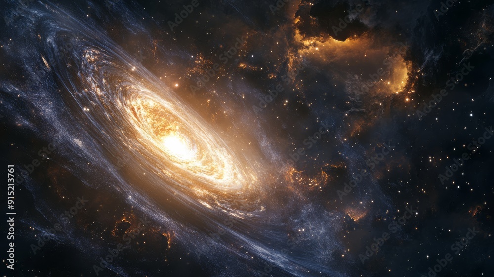A massive black hole in the center of an abstract galaxy, with swirling galaxies and stars being drawn into its clousing event horizon A massive black hole in the center of an abstract galaxy, with swirling galaxies and stars being drawn into its clousing event horizon