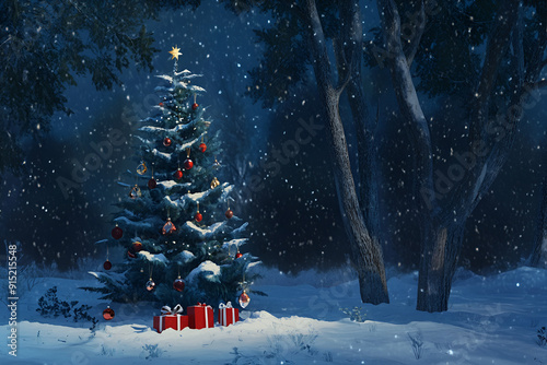 Christmas Background,watercolor tree