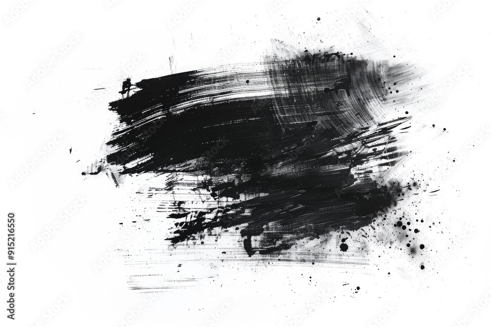 Black and white illustration of a single brush stroke Black and white illustration of a single brush stroke