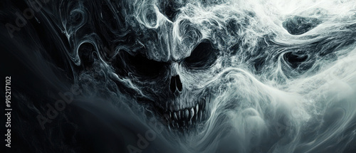 A skull with smoke surrounding it
