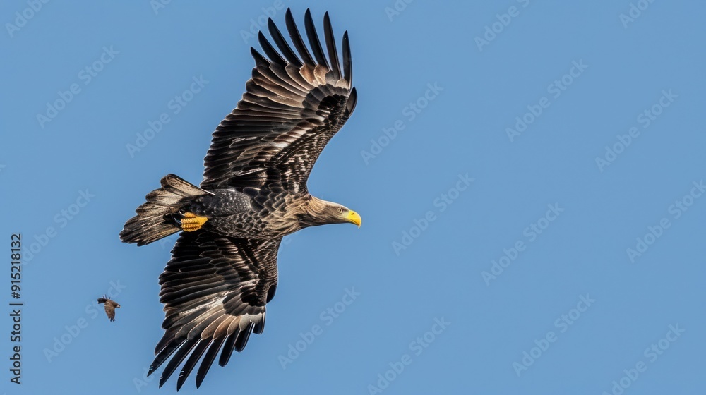 A White-tailed Eagle Soaring Through the Blue Sky. A White-tailed Eagle Soaring Through the Blue Sky.