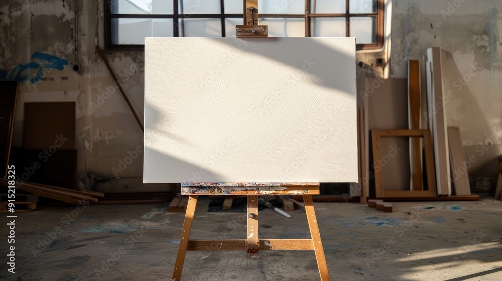 Unpainted canvas on a wooden rack Unpainted canvas on a wooden rack