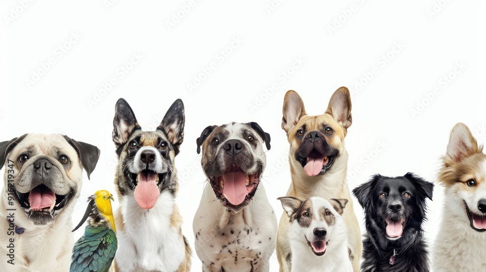 Obraz premium Happy dog friends smiling for the camera.