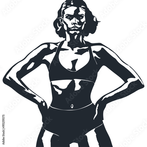 Fitness woman trainer, vector illustration