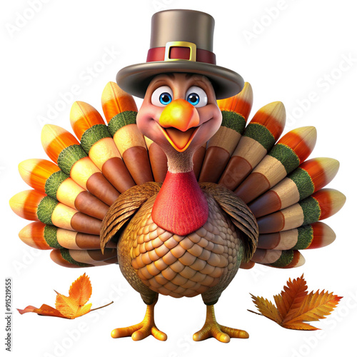 happy thanksgiving turkey 3d icon illustration