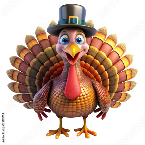 happy thanksgiving turkey 3d icon illustration