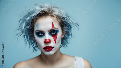 Women with face painting makeup for Halloween, parties, celebrations