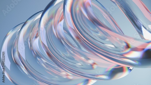 abstract blue background with glass ring, 3d render