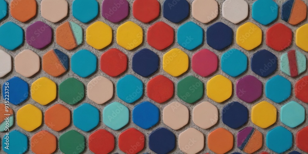 A colorful mosaic tile pattern with a variety of colors A colorful mosaic tile pattern with a variety of colors