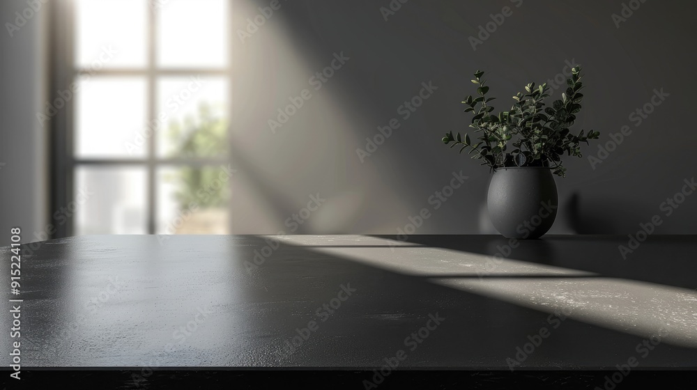 Black tabletop on white backdrop. Black tabletop on white backdrop.