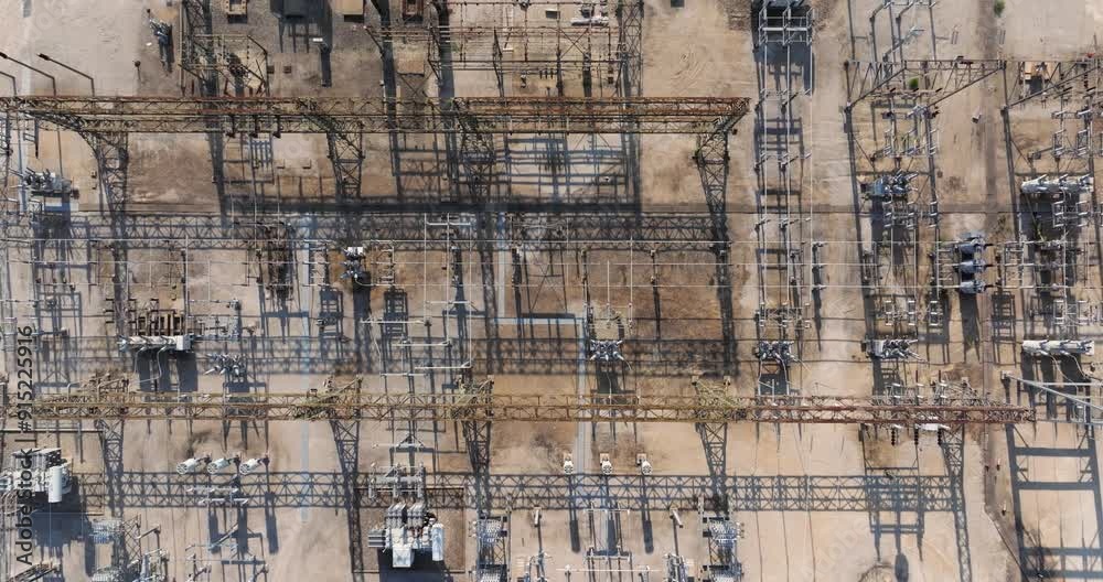 Electrical Substation - Top Down Aerial View Above Power Plant Creating Clean Electricity for Americans Electrical Substation - Top Down Aerial View Above Power Plant Creating Clean Electricity for Americans