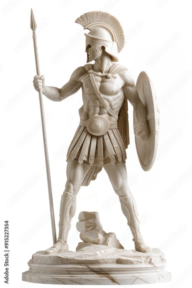 Obraz premium Spartan Warrior statue spear sculpture weaponry.