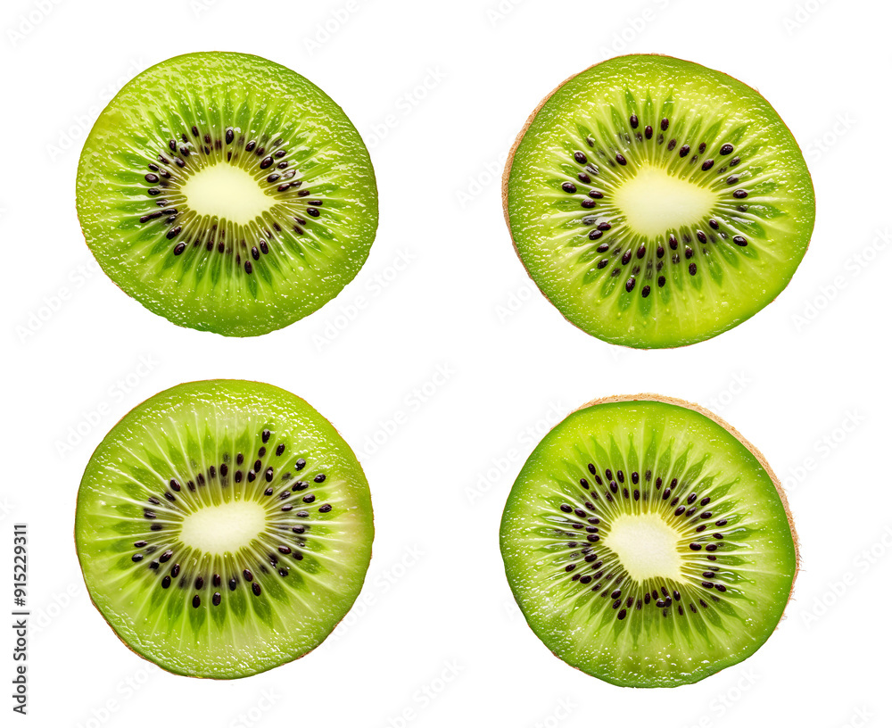 Kiwi fruits slice on transparent background, cut out, Flat Lay, PNG 3D Digital Art. Kiwi fruits slice on transparent background, cut out, Flat Lay, PNG 3D Digital Art.
