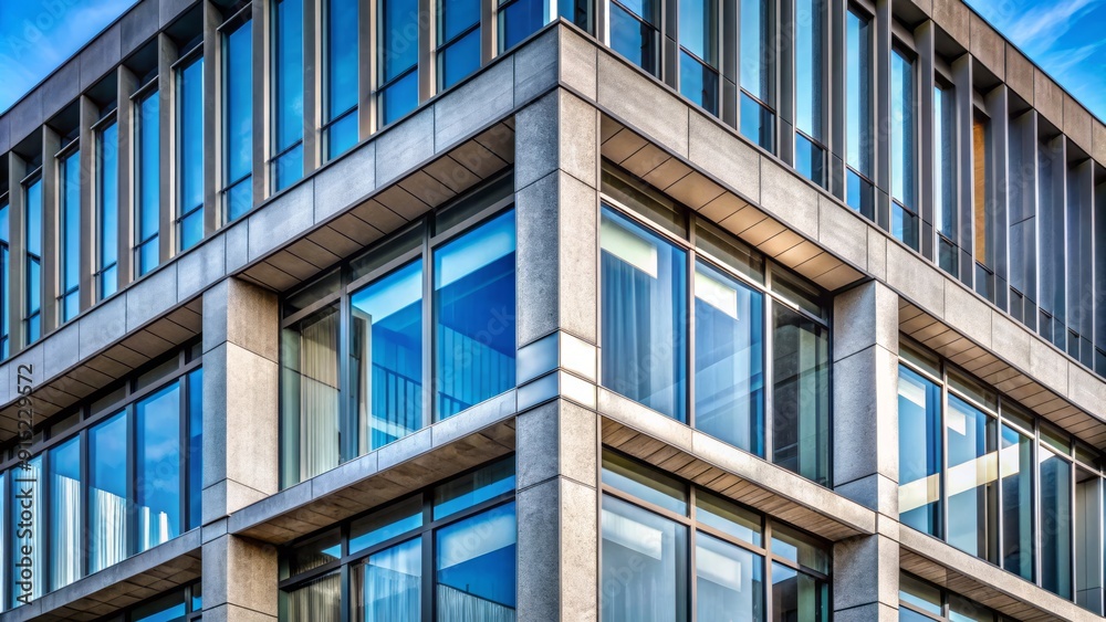 Architectural detail of a modern urban building's corner, featuring sleek lines, rectangular windows, and a mix of glass and concrete materials. Architectural detail of a modern urban building's corner, featuring sleek lines, rectangular windows, and a mix of glass and concrete materials.