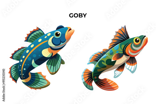 Detailed Goby fish vector illustration. Perfect for culinary, marine, and environmental designs. High-quality vector for easy customization. Ideal for menus, packaging, education, and web graphics.