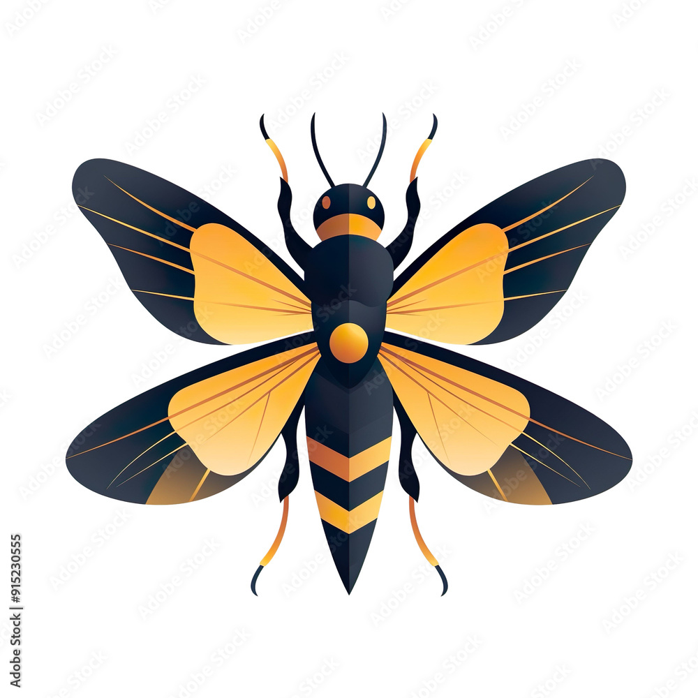 2D logo of a firefly in flat colors isolated on a white transparent background 2D logo of a firefly in flat colors isolated on a white transparent background